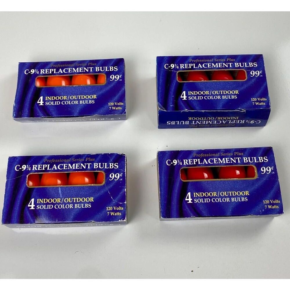 Vtg Lot of C-9 1/4 Replacement Christmas Light Bulbs NOS Red & Orange 16 Bulbs